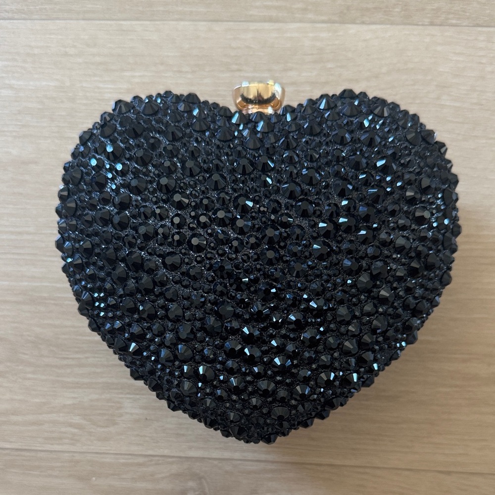 Black Heart Crystal Evening Clutch